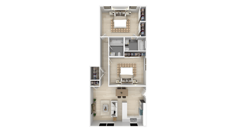 Floor plan for 2 beds, 2 baths, 949 sqft